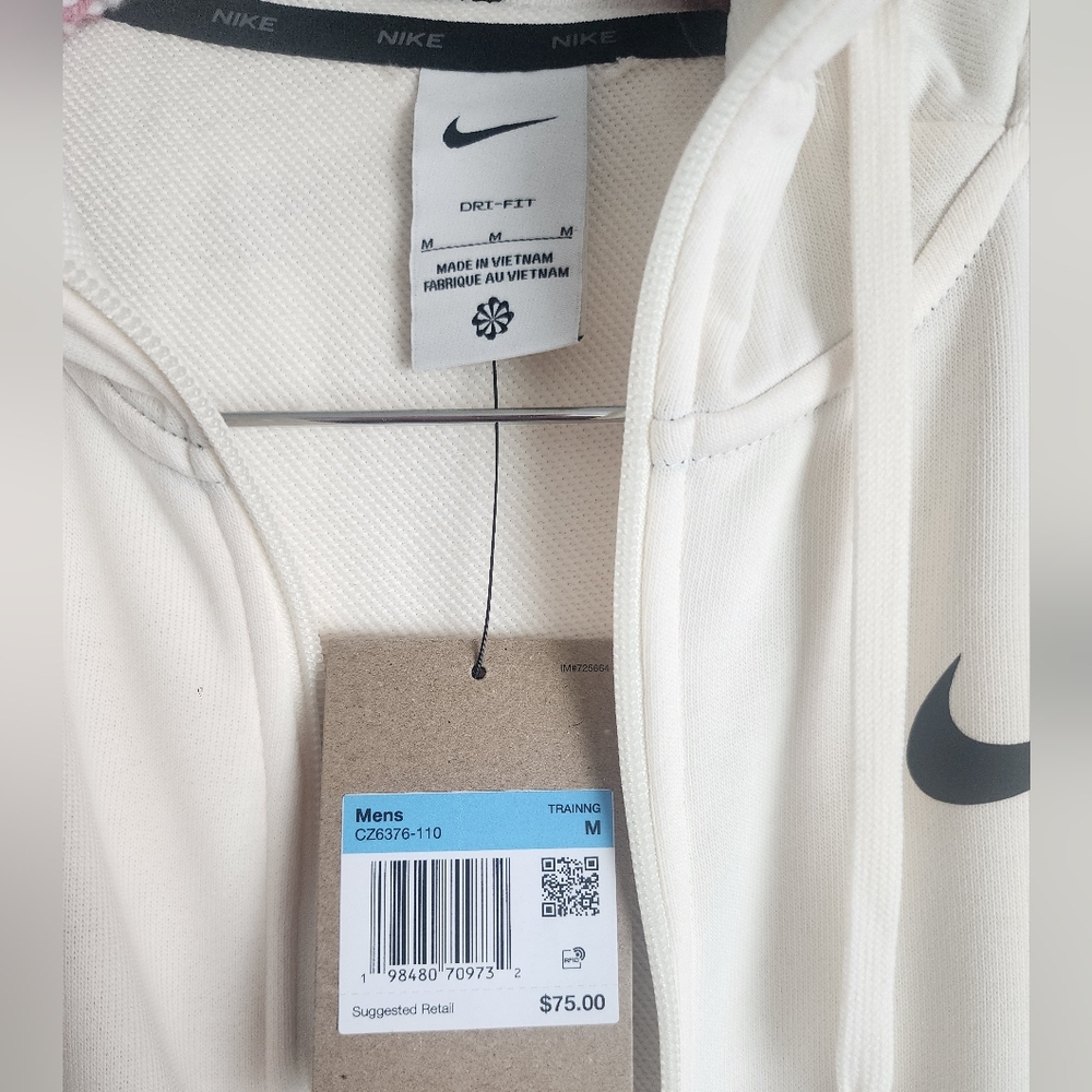 Nike Dri-Fit Mens Full Zip Training Sweatshirt Size Med In Ivory - Picture 7 of 10